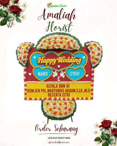 Karangan Papan Bunga Pernikahan di Tegongan